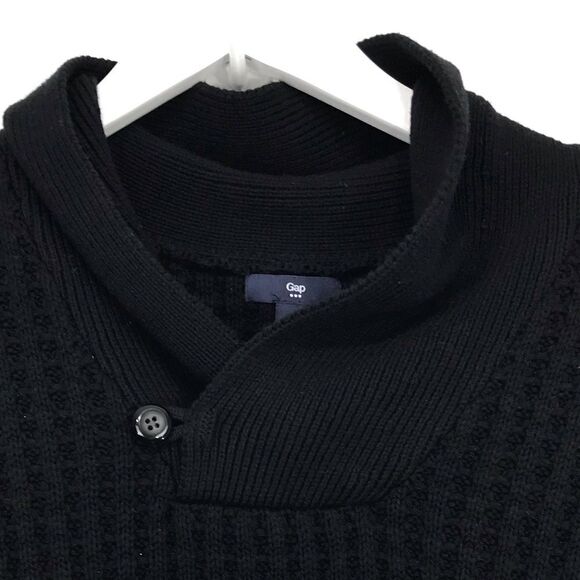 Gap Black Marled Colorblock Chunky Knit Pullover Collared Sweater - Picture 12 of 14